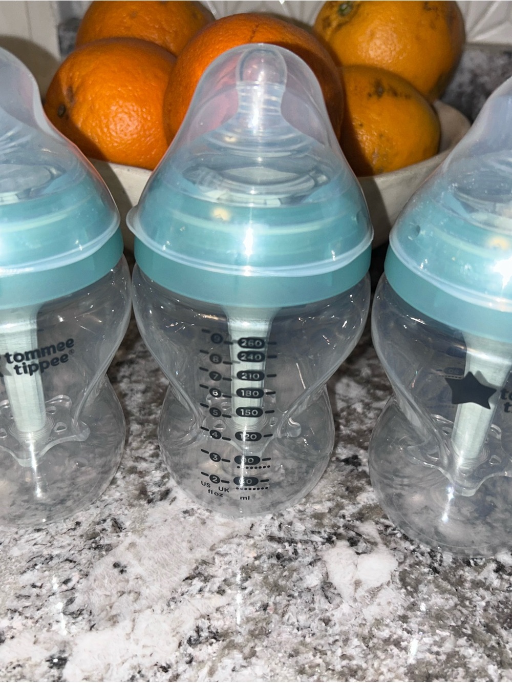 Tommee Tippee Blue Baby Feeding Bottle - Anti-Colic Wide Neck Bottles - 3